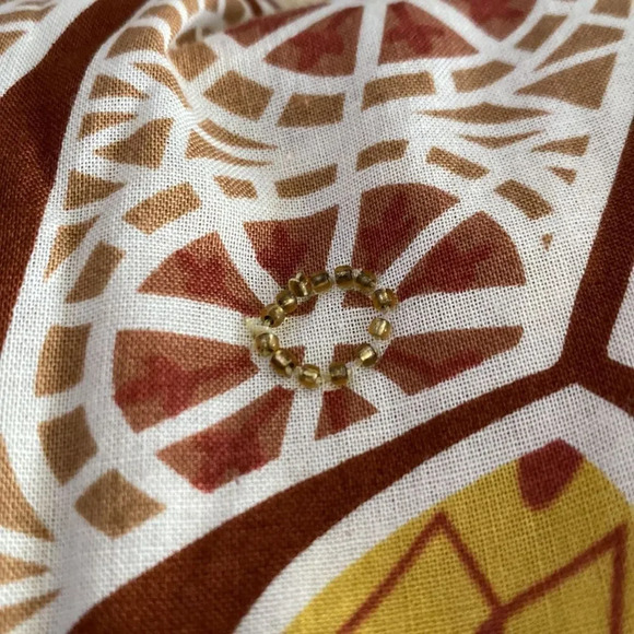 Anthropologie Small Sequined Embroidered Midi Skirt Boho Yellow Lining Skirt - Picture 5 of 6